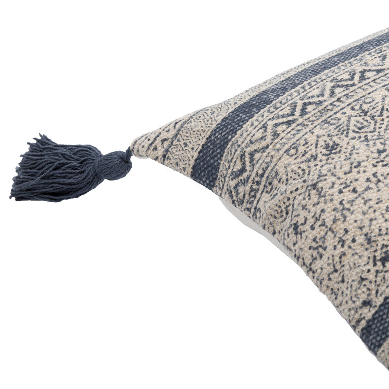 Housse de coussin rectangulaire Zetta, Housse de coussin seulement - sans coussin, Beige / denim