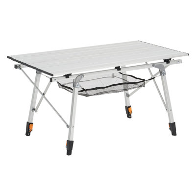 Folding Portable Camping Table Aluminum Outdoor Picnic Roll Up Table Mesh Layer