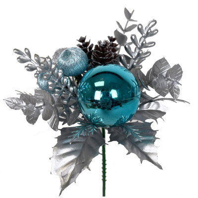 Ensemble de 12 ornements boule bleue avec décoration en argent