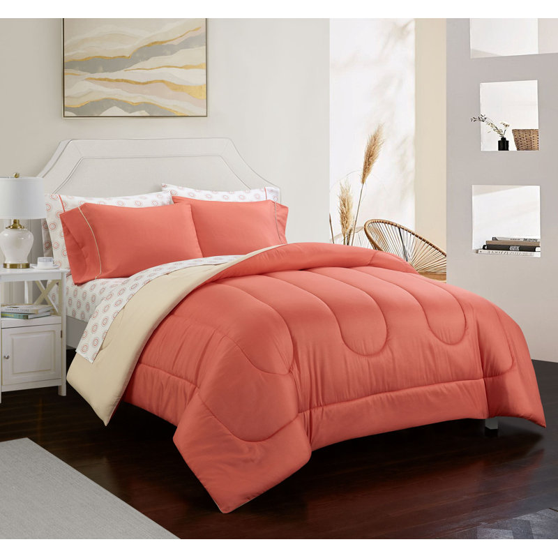 7pc Comforter Sets Polyester Comforter, King Comforter + 4 Pillow Cases, Purple