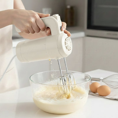 WILLOW Kitchen 5-Speed Control Hand Mixer with Storage Case and 6 Attachments, Dough Hook, Whisk, and Wire Beater
