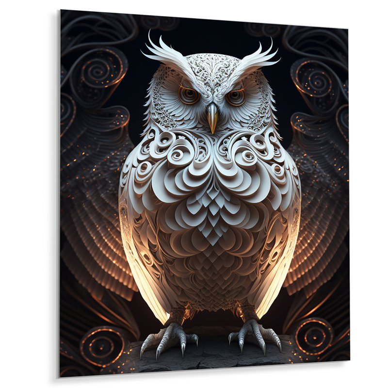 " Luminous White Owl I ", 32" H x 16" W x 1" D