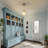 1-Light Green Pendant with Drum Glass Shade for Kitchen Island