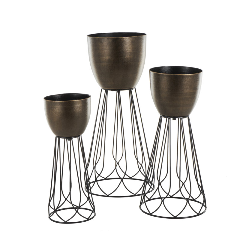 Ensemble de pots à fleurs texturés en métal 3 pièces Cole and Gray