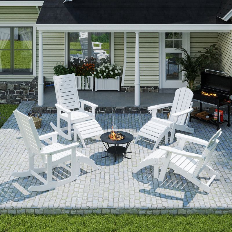 Ensemble de 4 repose-pieds Adirondack Hdpe Classic, Blanc