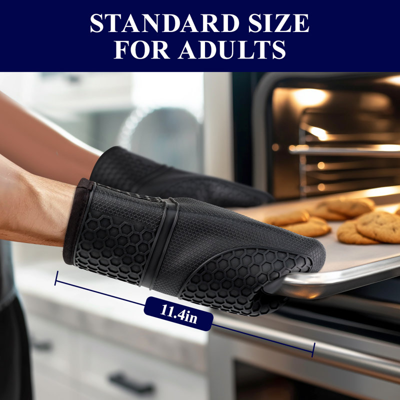 Silicone Oven Mitts, Set of 2, Heat Resistant, Oven Gloves with Soft Lining, Non-Slip Kitchen Essentials, Kitchen Gadgets, Apartment Essentials, Great Gift for Cooking, Baking, Mint Green