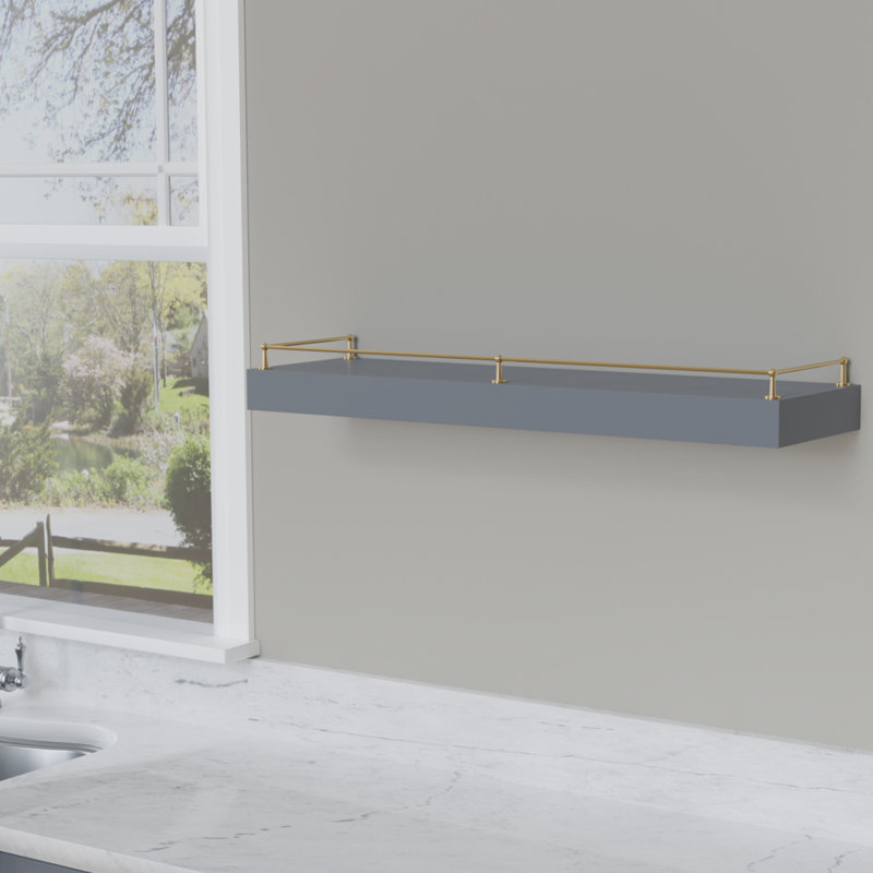 Ensemble de rail de galerie traditionnel, pour étagère - plat , H 1,71 po x l 48 po x P 12 po, Laiton poli