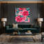 "Watercolor Floral" 23, art mural sur toile rose