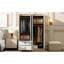 Garde-robe 4 portes avec tiroirs, tablette et tringle