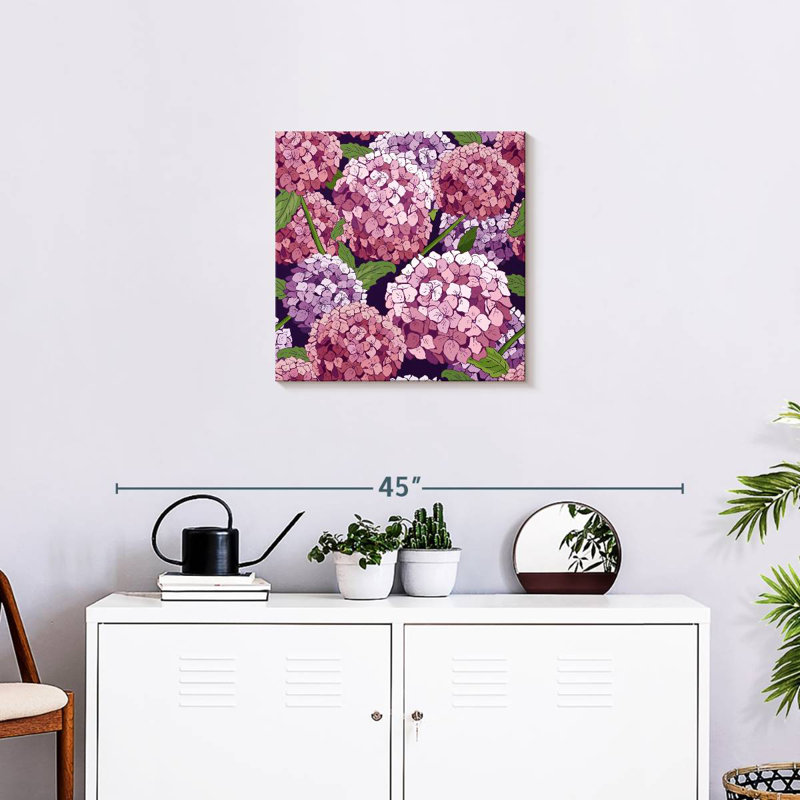 Hortensias roses et mauves Harnek, H 20 po x l 20 po