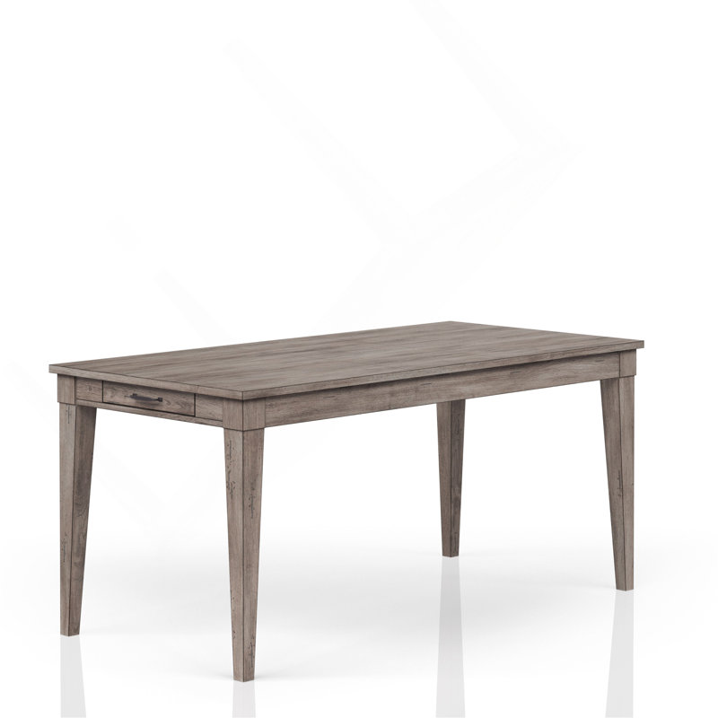 Table de salle à manger rustique gris avec deux tiroirs de rangement et rallonge