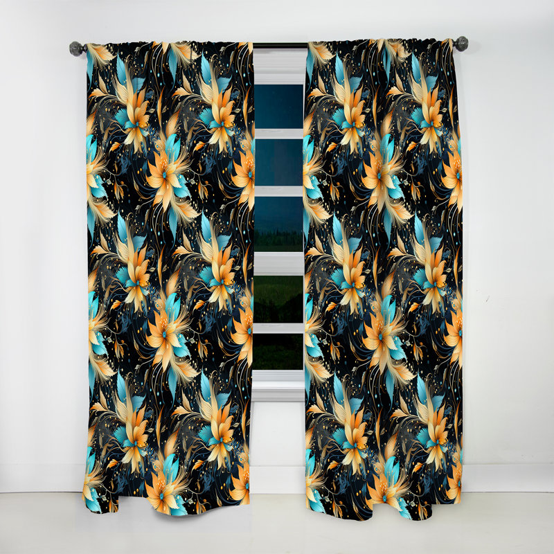 Motif éclectique de plumes bohémiennes I - Rideau Boho - Rideau abstrait obscurcissant - 1 panneau, L 52 po x L 108 po