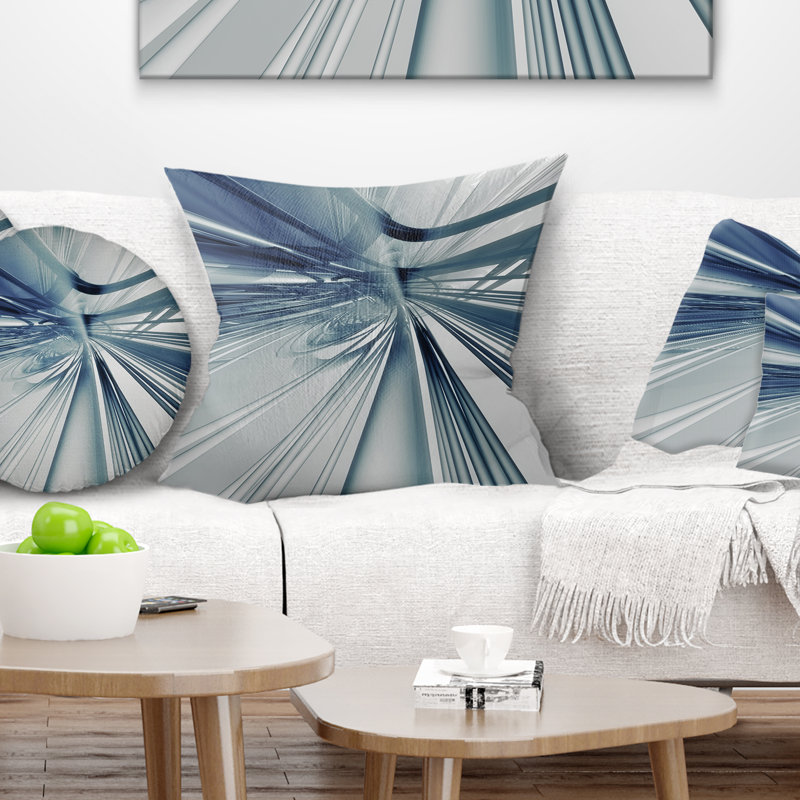 Art texturé bleu 3D - coussin abstrait imprimé, 16 po x 1 po, Carré