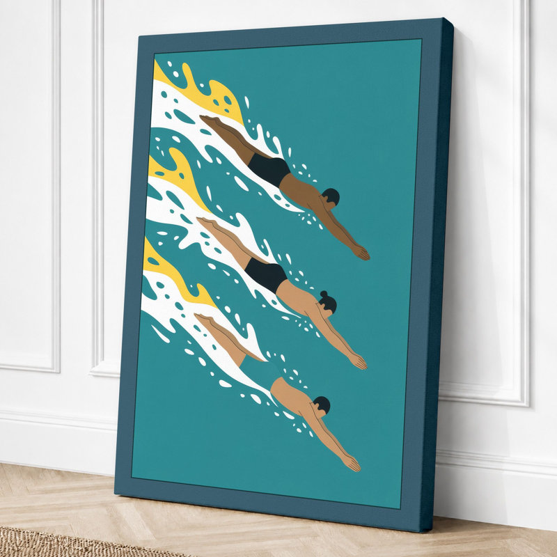 Flight in Formation Modern - Wrapped Canvas, 36x24 - 91.4 x 61.0 cm, Teal Border