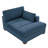Bentura Oversized Upholstered Navy Corduroy Chaise Lounge with Armrests & Throw Pillows-95259944-114357314