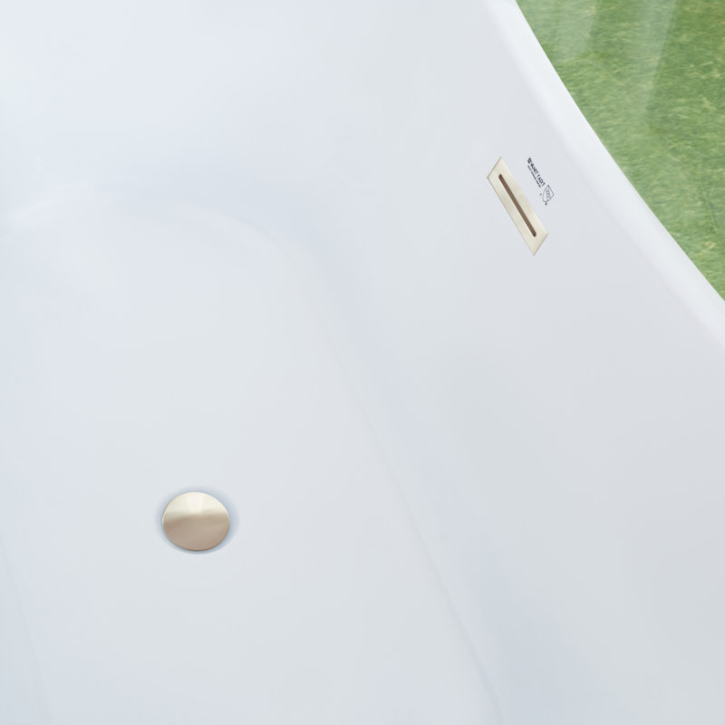 67" x 31" Freestanding Soaking Bathtub, White/Brushed Nickel