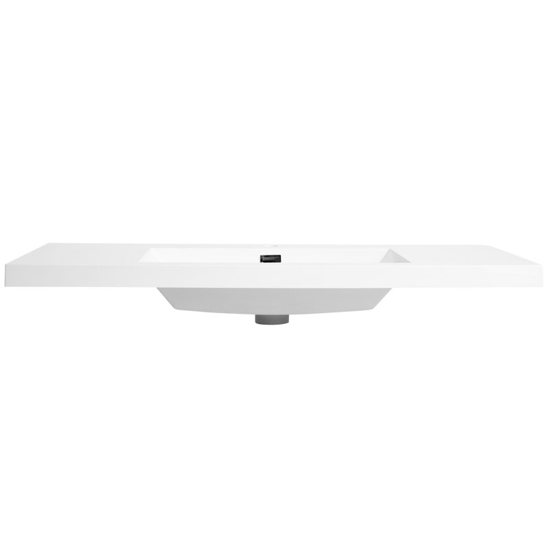 Lavabo de salle de bain 48 po en blanc brillant, largeur 19,15 po, hauteur 7,16 po, profondeur 48,58 po, et choix de résine, aspect blanc, froid