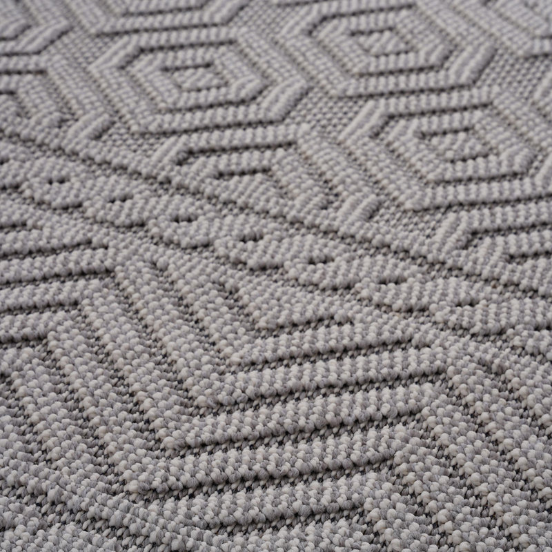 Tapis intérieur / extérieur blanc géométrique (8 x 10), Rectangle 7 pi 9 po x 10 pi