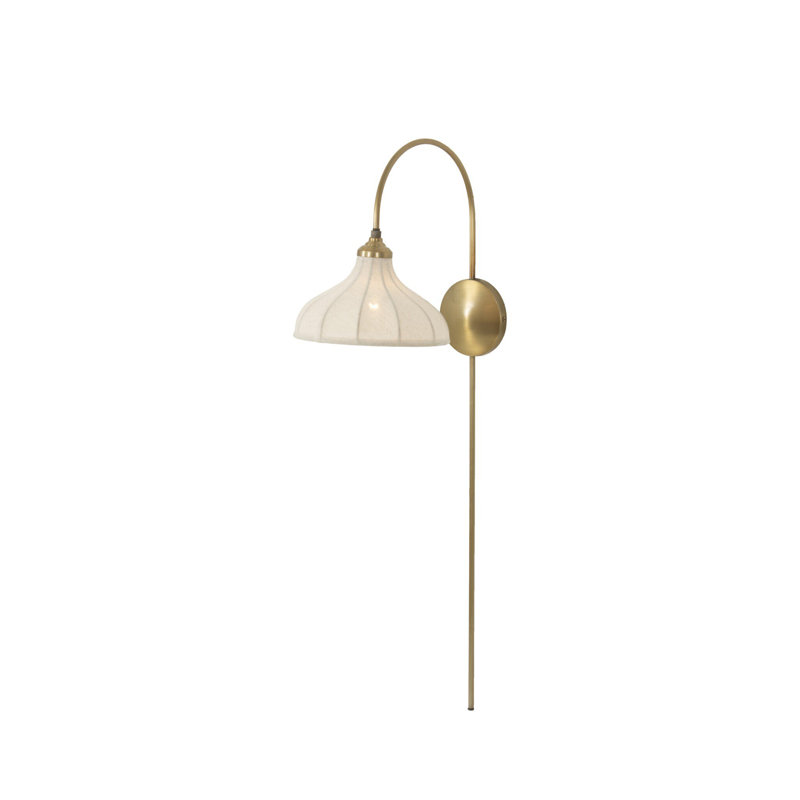 Winslet 1 - Light Armed Sconce, Aged Brass Iron, Beige Linen