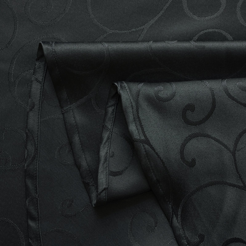 Jacquard Waterproof Thick Elegant Soft Premium Damask Branch Scroll Decorative Home Kitchen Table Cloth Liquid Repellent and Stain Resistant Tablecloth, Black Colour Round 70 Inch