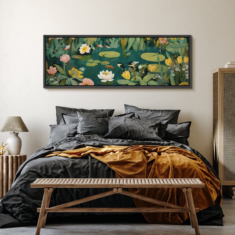 Grande impression sur toile encadrée, reproduction florale abstraite pour décoration intérieure moderne, H 20 po x l 60 po