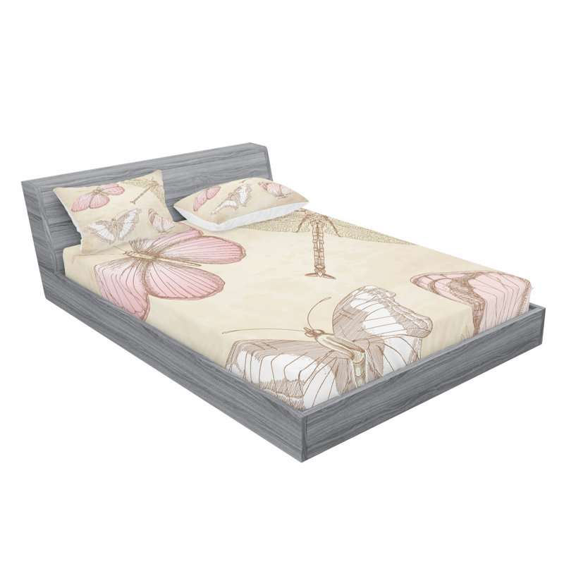 Microfiber Abstract Sheet Set, Full/Double Sheet Set with Fitted Sheet