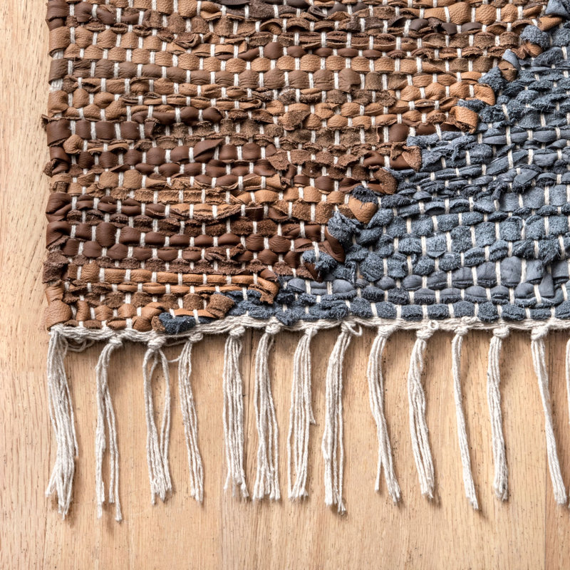 Tapis naturel / gris noué à la main Alibi, Rectangle 7 pi 6 po x 9 pi 6 po
