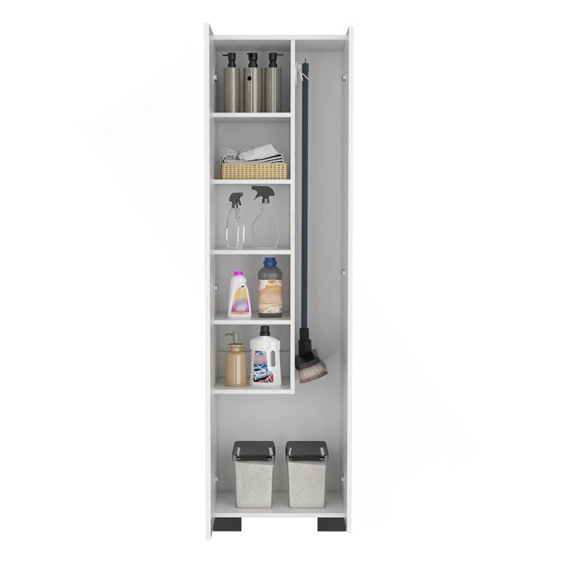 Armoire à balai Lucin, garage, blanc