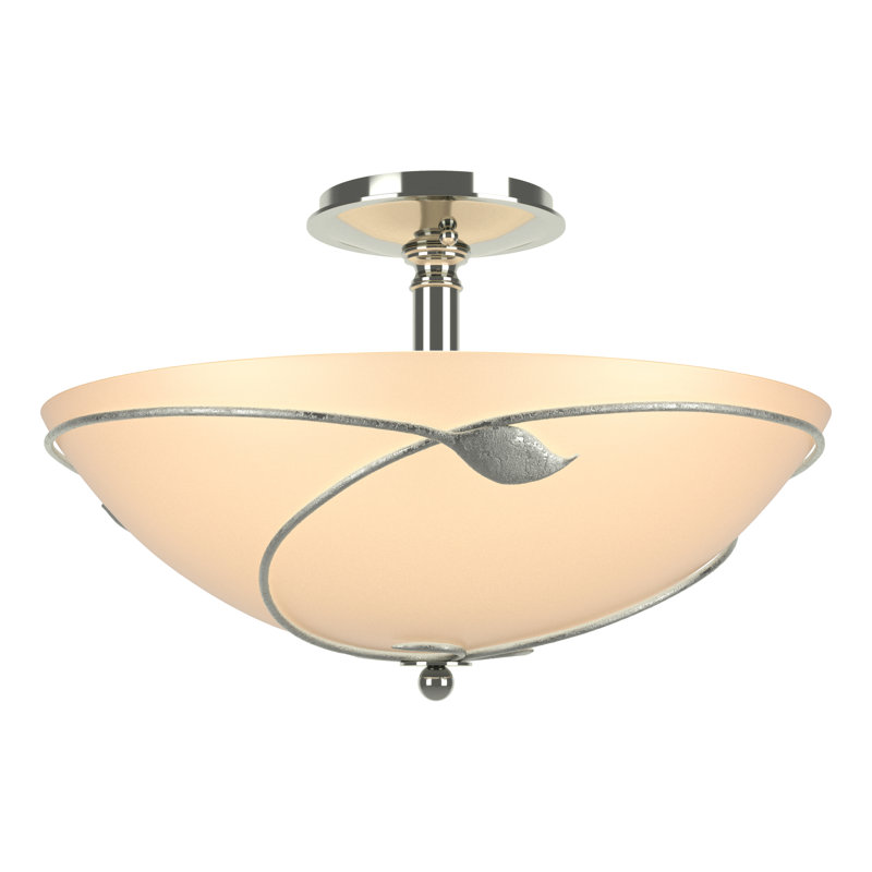 Leaf Semi Flush Mount, Sterling, Sand, 11" H x 16" W x 16" D