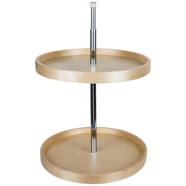 24" Round Banded Lazy Susan Set with Twist and Lock Adjustable Pole, 24" H x 24" W x 24" D