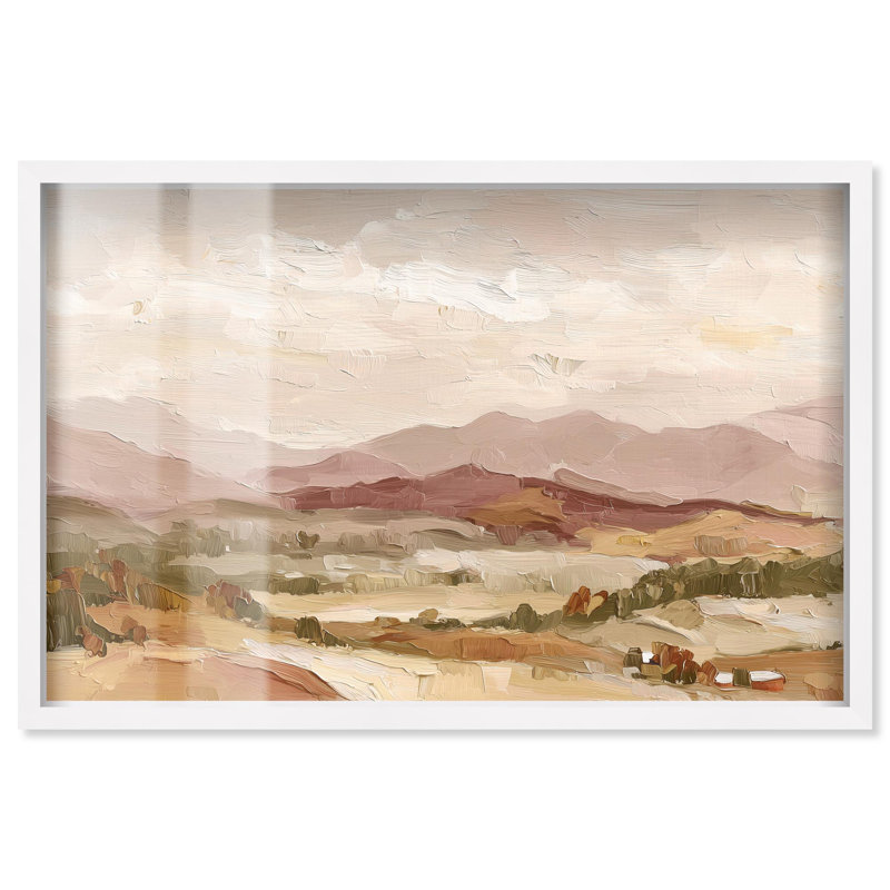 Décoration murale rustique Rolling Hills II Shadowbox par Art Remedy, cadre blanc, 55 x 37, H 37 po x l 55 po, Cadre blanc
