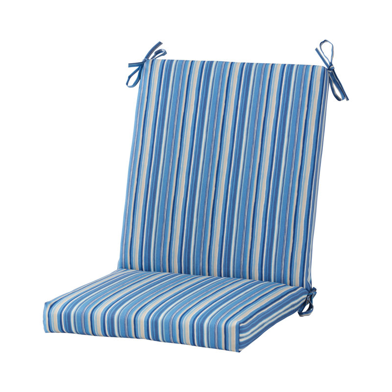 High Back Dining Chair Pad, Sapphire Striped