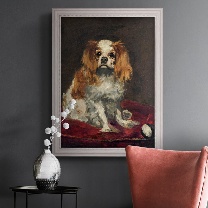 Cavalier King Charles - peinture encadrée, H 20 po x l 16 po x P 2,5 po