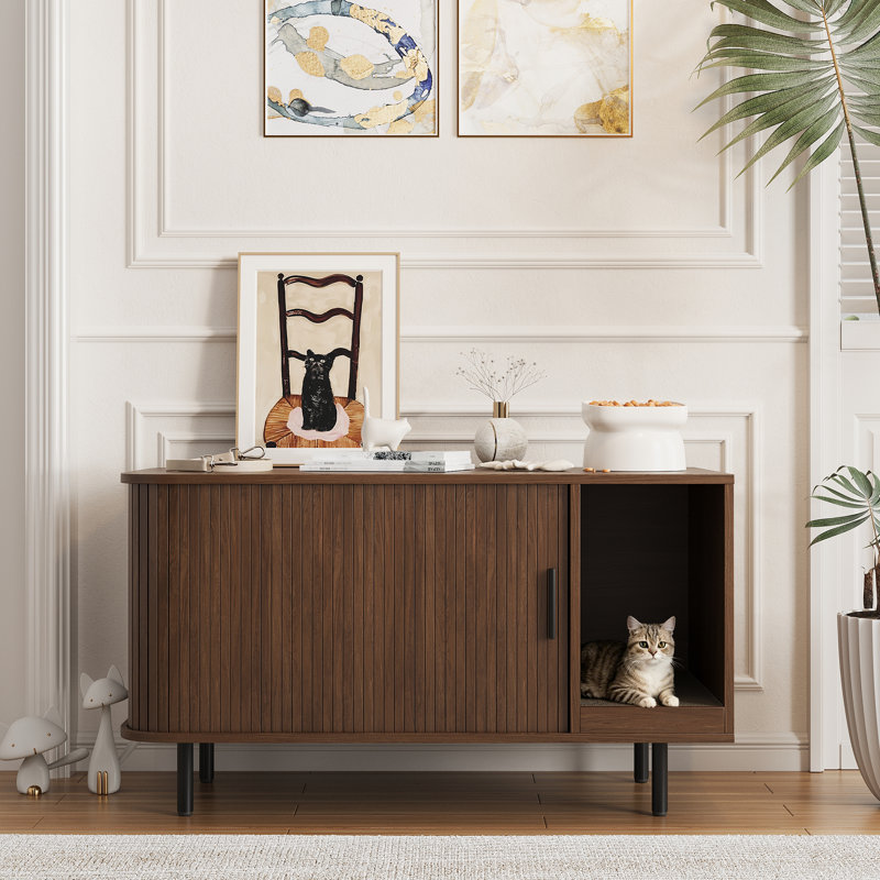 Enceinte de litière pour chat avec bloc-notes pour chat, Brun