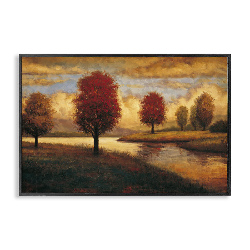 «Trees with Reflections», estampe numérique, conception de Gregory Williams, H 12 po x l 18 po, Giclée encadrée noir minuit