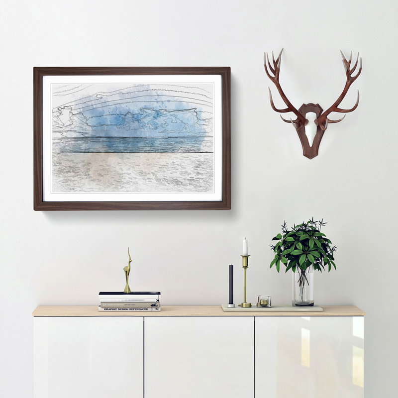 Beach in Mexico in Abstract - Picture Frame Graphic Art Print, 62cm H x 87cm W x 2cm D, Walnut Framed
