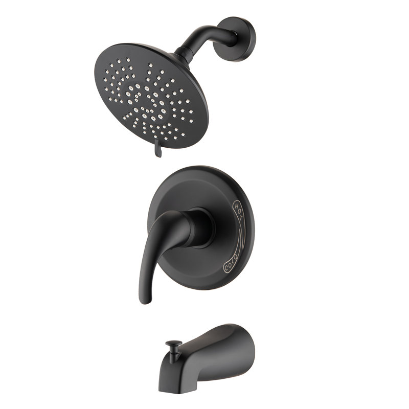 Matte Black Shower Fixture With 2.2 Gpm Flow & Adjustable Spray Head Finish 5 Patterns