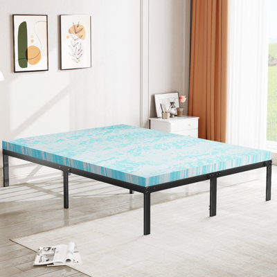 Lutherville 14" Steel Bed Frame With Mattress Topper