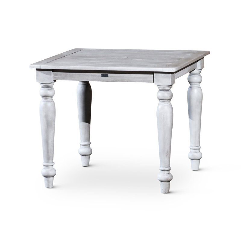 Stylish Outdoor Square Table With Silver Gray Finish, Solid Construction Hand Applied Color,