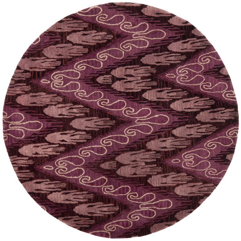 Kline Ikat Hand Tufted Wool Ikat Rug, Round 6'