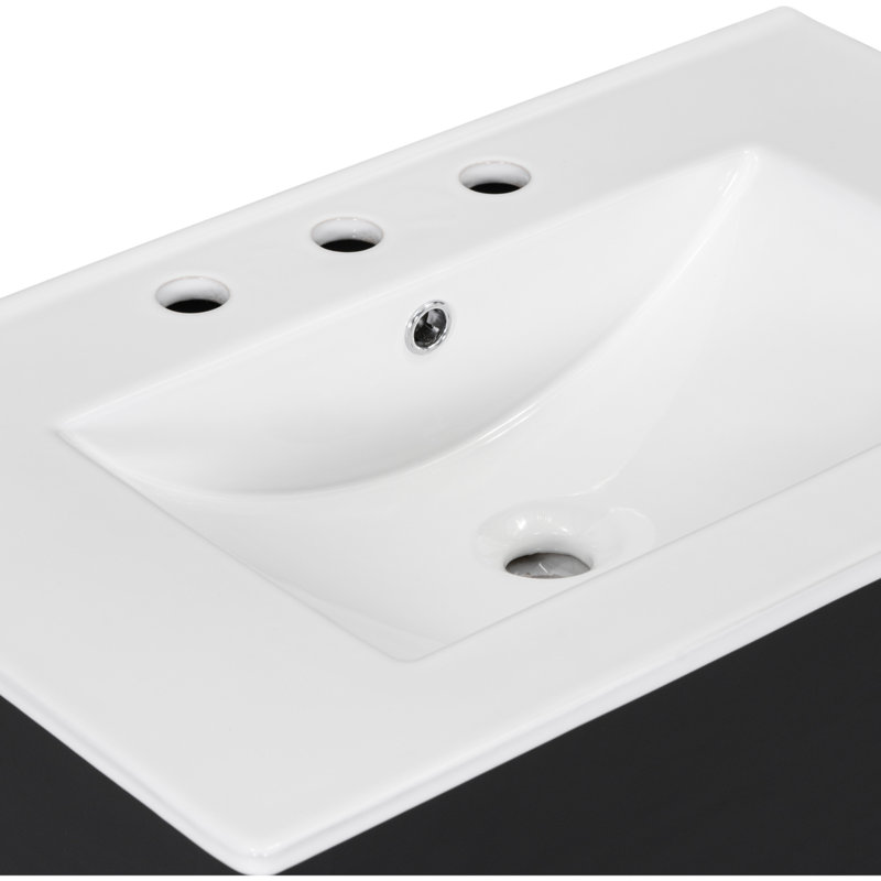 Meuble-lavabo 30 po avec comptoir d'évier, armoire de salle de bain avec tablette de rangement ouverte et deux tiroirs