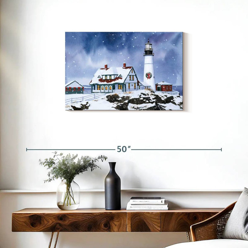 Lighthouse in winter Aletra, H 20 po x l 30 po