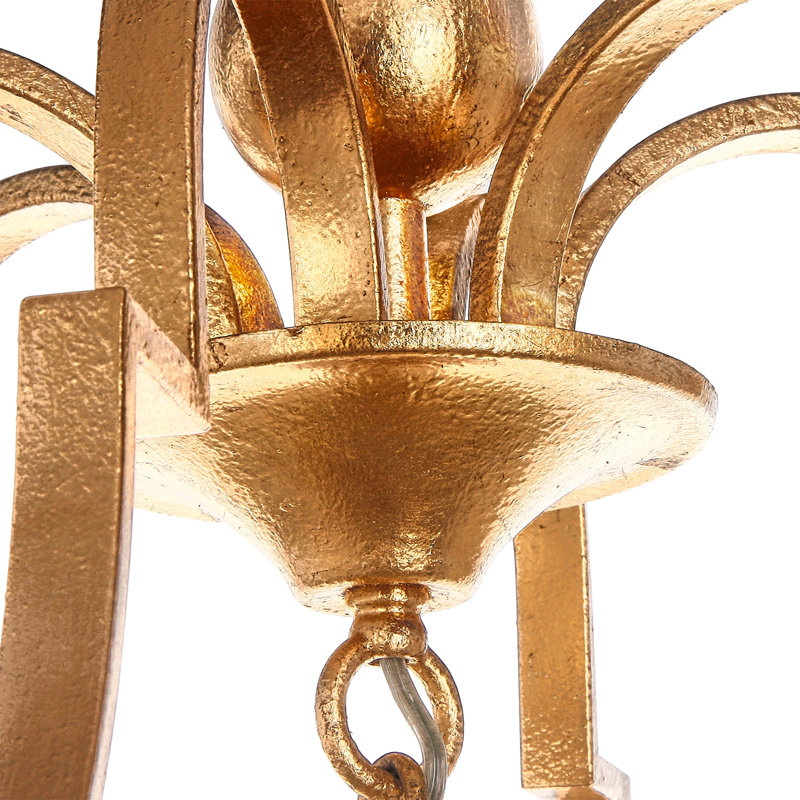 Lustre géométrique à 6 lumières Gomez, Feuille d’or