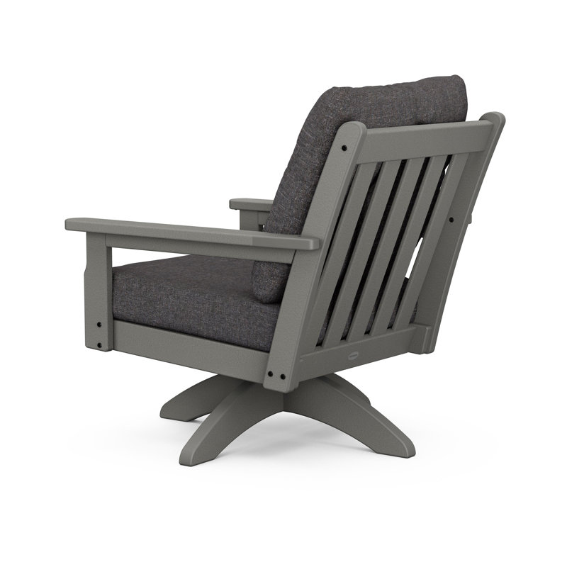 Lakeside Vineyard Deep Seating Swivel Chair, Slate Grey, Ash Charcoal