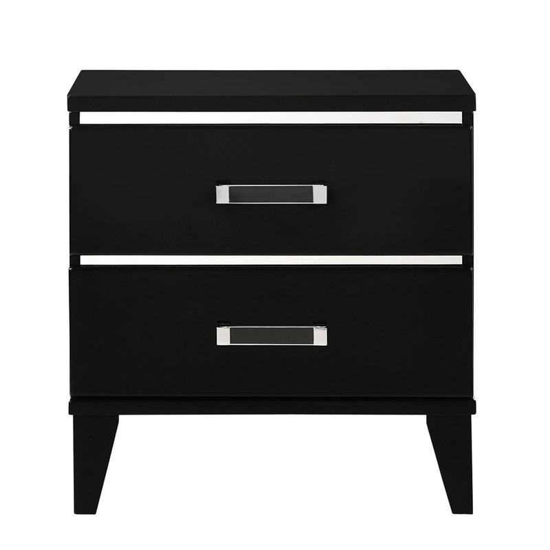 Table de chevet spacieuse pour la chambre à coucher en noir - 2 tiroirs pour un rangement en douceur