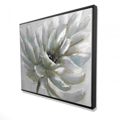 White Chrysanthemum Print On Canvas