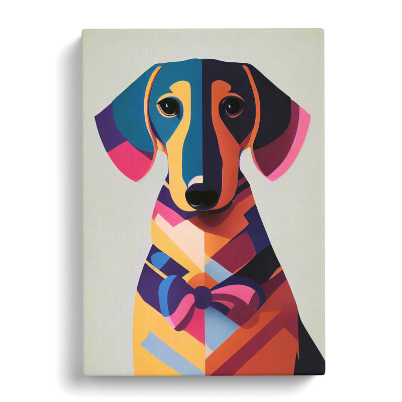 Dachshund Retro - Wrapped Canvas, 50cm H x 35cm W x 3cm D