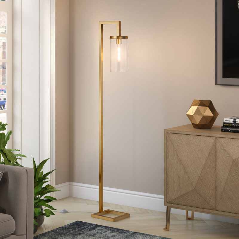 Lampe de travail / lecture sur pied 68 "Malva, Laiton, Verre transparent