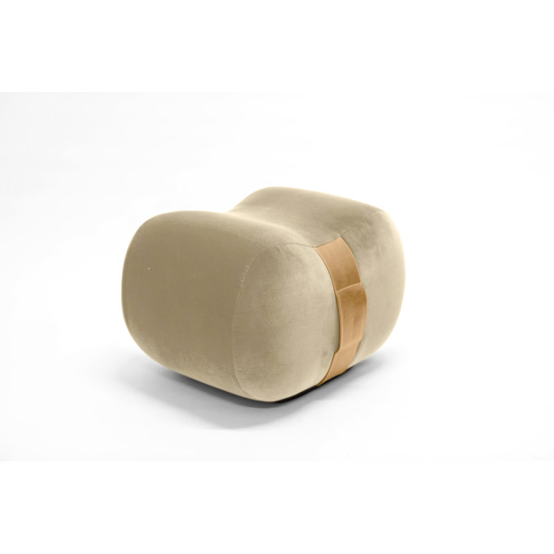 Milo Velvet Ottoman, Shell/Umber Velvet