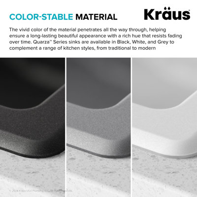 Évier de cuisine en granit à double montage KRAUS avec options d'installation encastrée et sous-comptoir